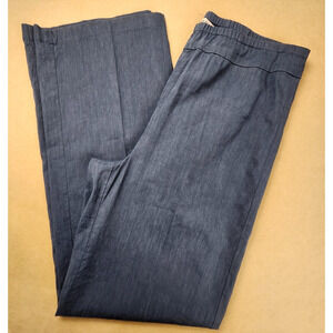 Zozo Linen Pants Size 10 Navy Blue Pull-On Straight Leg